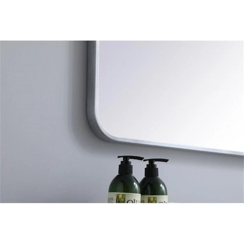 Elegant Decor Evermore 24x32" Soft Corner Metal Rectangular Mirror in Silver - Picture 7 of 8