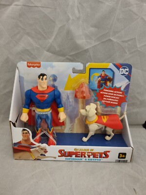 Fisher-Price DC League Of Super-Pets Superman & Krypto Figuren Neu
