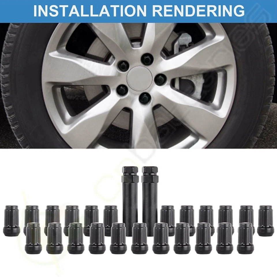 Conjunto de 23 porcas pretas + 2 chaves spline 1/2" - 20 compatíveis com Jeep Cherokee TJ Wrangler - Imagem 3 de 4