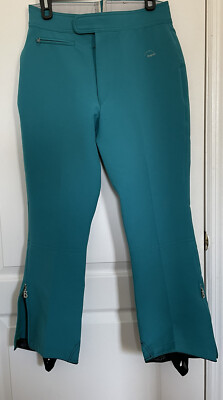 BOGNER Women s 12 Vintage Ski Snow Pants Stretch Wool Blend Zip Ankle Teal