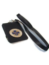 RN REGISTERED NURSE BLACK LEATHER ID / BADGE HOLDER with lanyard