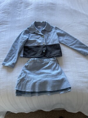 Trussardi Baby Mädchen blau Wollmischung Jacke & Rock Set Alter 6 Jahre Designer