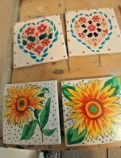 Hand painted Ceramic Tiles, 4x4, 1 of a kind. Decorative, with gifts, see below