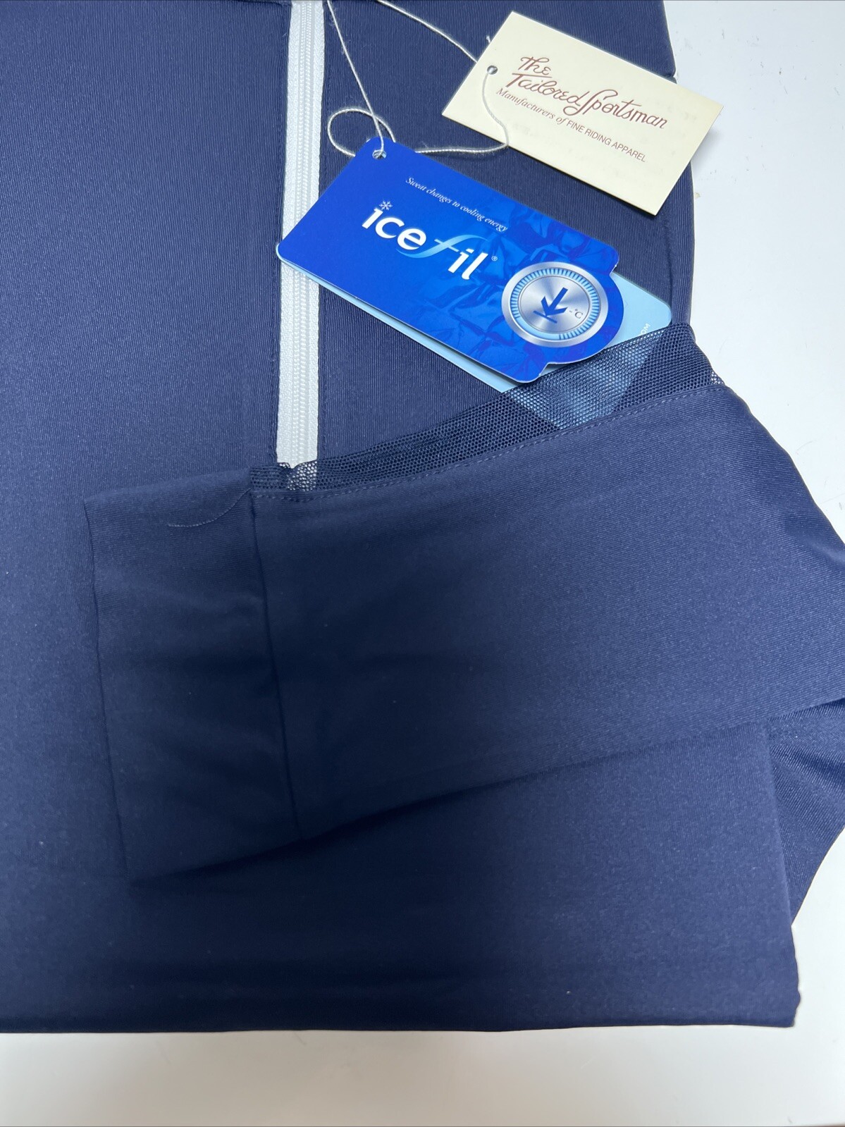 The Tailored Sportsman Icefil Long Sleeve Riding Shirt Navy/ White Small 