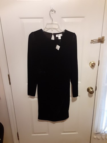 Motherhood Maternity Black Velvet Dress Women's MEDIUM Long-Sleeve NEW - Picture 4 of 7