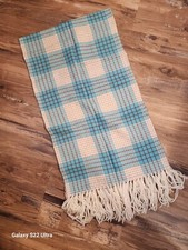 Vintage Sally Gee Blue Plaid Wool Scarf