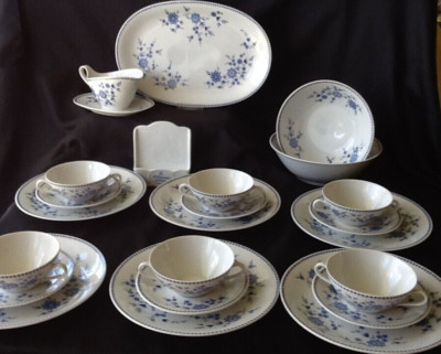 Seltmann Weiden Doris Isolde Bayrisch Blau Tafelservice für 6 mit Suppentassen