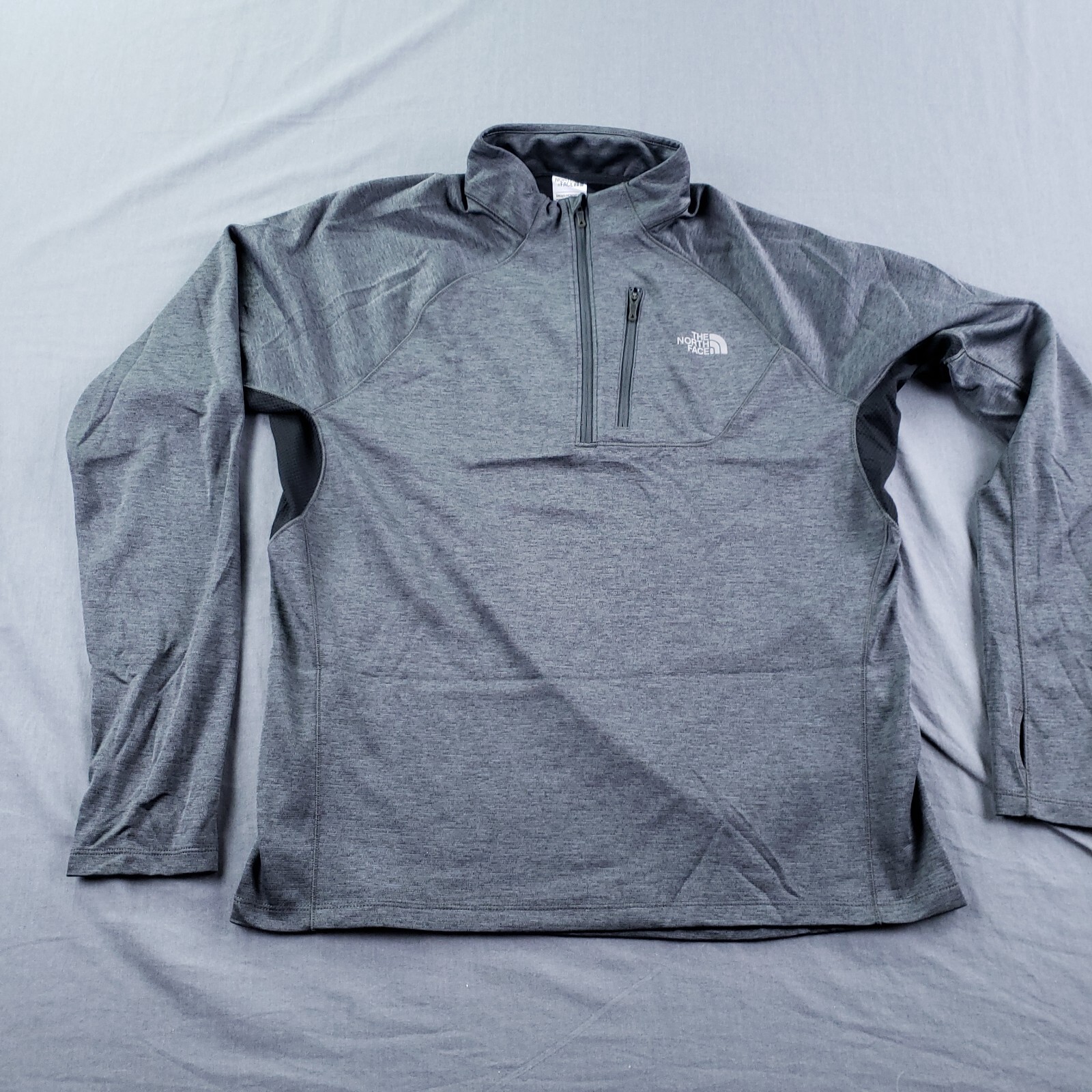 North Face Men's Large Gray FlashDry Quarter Zip Sweatshirt Athletic Gorpcore Style