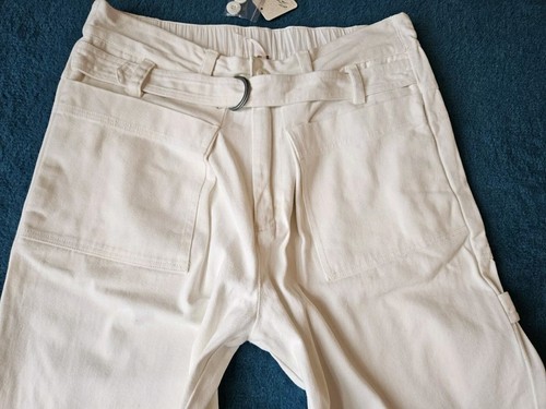 New FREE PEOPLE White WIDE LEG High Waisted DENIM JEANS UK 12 W34 Pockets Pants - Picture 5 of 24