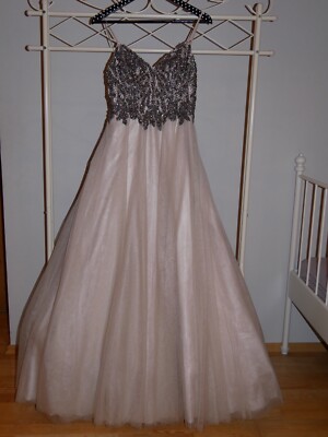 unique Abendkleid / Ballkleid, Größe 36, Rosa mit Glitzer-Perlen am Oberteil