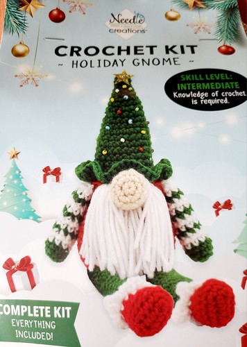 Complete Everything Included Crochet Kit Christmas Holiday Gnome