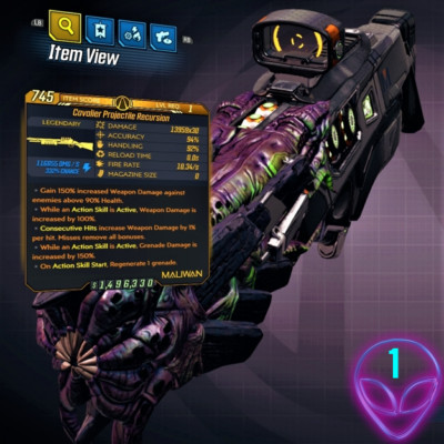 (XBOX/PC) Borderlands 3  MODDED  Cavalier Projectile Recursion   Level 1  AMMO