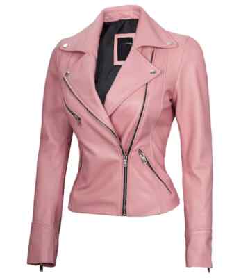 ジャケット・アウター Jitrois pink lamb leather jacket New Women's Pink Leather Jacket Genuine Lambskin Leather Biker
