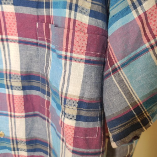 Lucky Brand kariertes Herrenhemd 4XLT 4XL groß Leinenmischung Kurzarm Knopfleiste - Bild 6 von 10