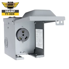 30 Amp Power Outlet Box For RV Motorhome 125 Volts Weatherproof Lockable 