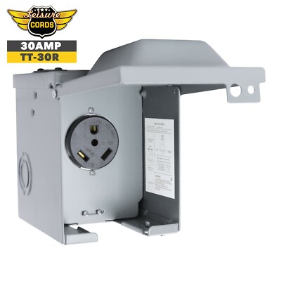 30 Amp Power Outlet Box For RV Motorhome 125 Volts Weatherproof Lockable 