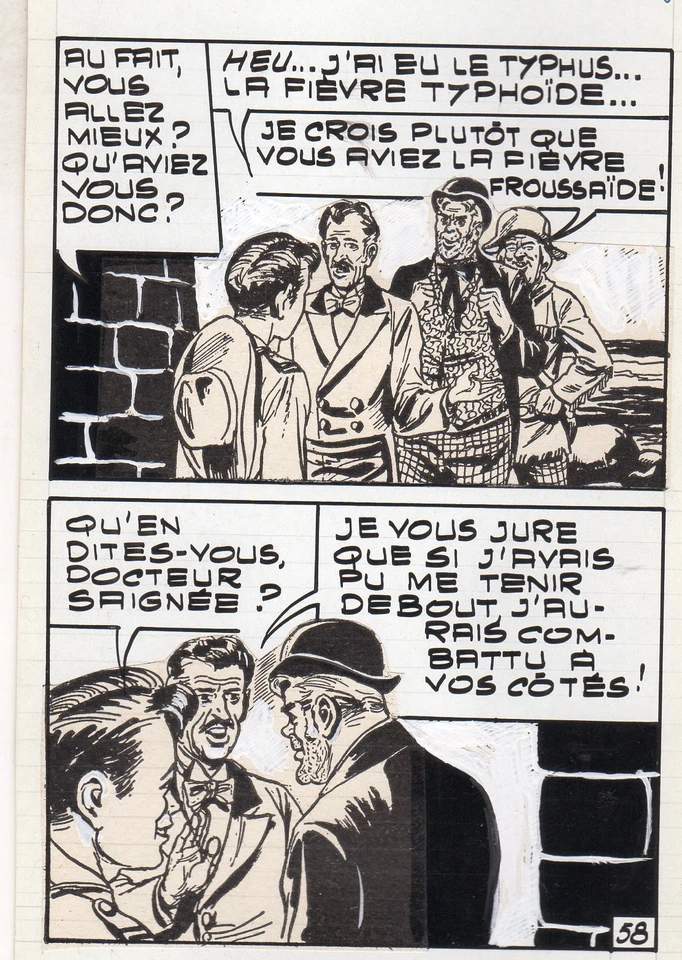 MIKI LE RANGER LES PIRATES PLANCHE  MONTAGE NEVADA LUG 1961 PIECE UNIQUE PAGE 58 - Photo 1/1