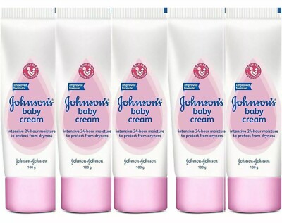 Pack of 5 Johnson & Johnson Baby Cream 100 gm Each (FREE & FAST SHIPPING)