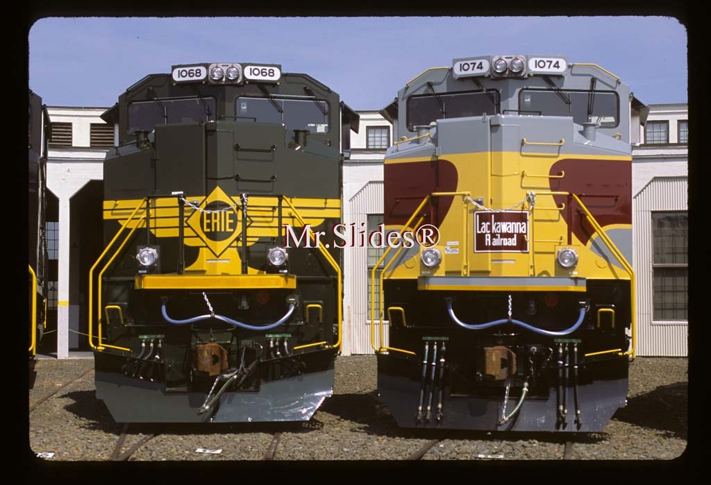 Original Slide NS Heritage Erie Railroad SD70ACe 1068 & DL&W 1074