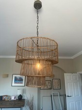 Large Tiered Rattan Pendant Light Shade – Boho, Coastal & Scandinavian Style