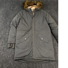 Cat Jack Parka Jacket Boys XL 14 Gray Good Sherpa Hooded Faux Fur Trim Coat