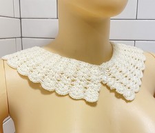 Crocheted Handmade Cream Button Lace Collar Vintage Cosplay Victorian One Size