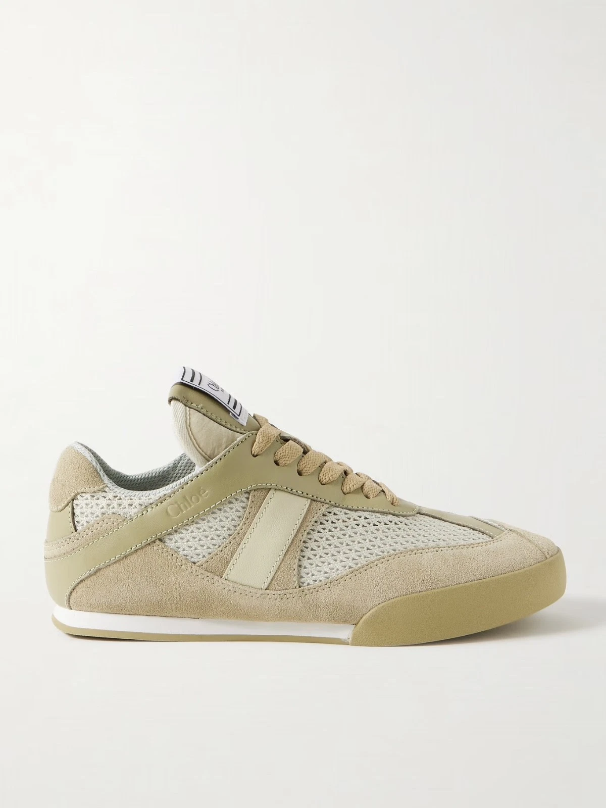 Chloe — Chloe Kick Sneaker Suede/Leather/Mesh in Soft Khaki Brown/Beige sz 37 New in Box