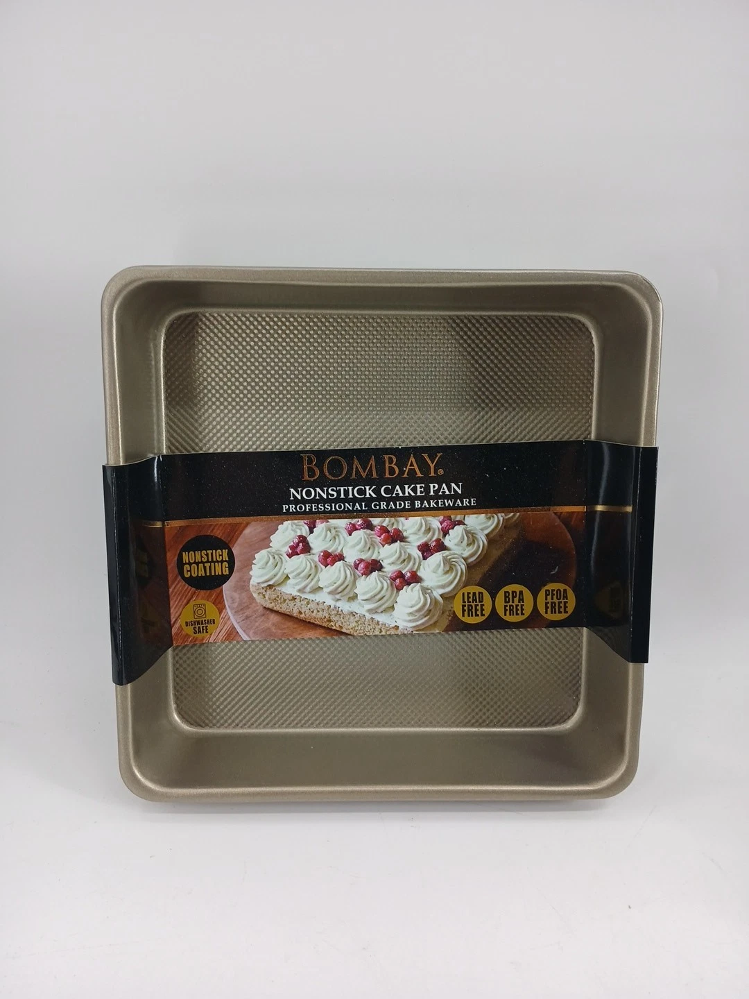 Bombay Nonstick Square Cake Pan Professional Grade Bakeware Gold