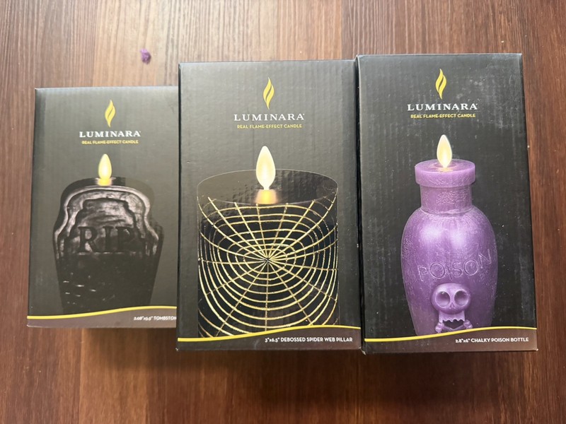 Luminara Real Flame Effect Candle lot of 3 Halloween 