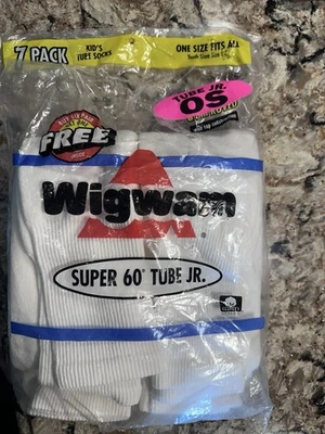 Vintage Wigwam Athletic Socks Youth Size Tube JR 4 Pair Welt Top White Super 60 - Photo 1/4