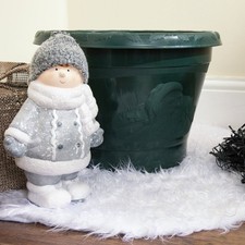 Green Xmas Tree Tub Stable Christmas Base with Santaclaus Decoration for Home