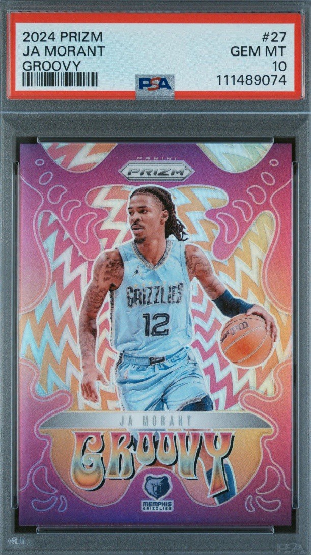 2024-25 Panini Prizm - #27 Ja Morant Groovy SSP Case Hit. PSA Gem Mint 10, Pop17