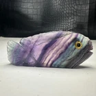 Natural Crystal Mineral Specimen.Fluorite.Hand-carved FISH.Statue.GIFT.BO