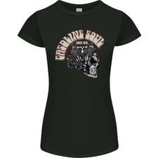 Camiseta Gasoline Soul Motociclista Calavera Moto Chopper Mujer Corte Pequeño