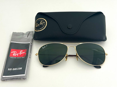 Ray-Ban Cockpit Aviator Gold Metal Frame Green Tinted Glass Polarized Lenses