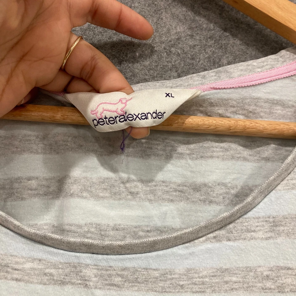 Vestido Peter Alexander Mujer Talla XL Gris Azul Rayas Manga Corta Algodón 21513 Foto 4 de 4