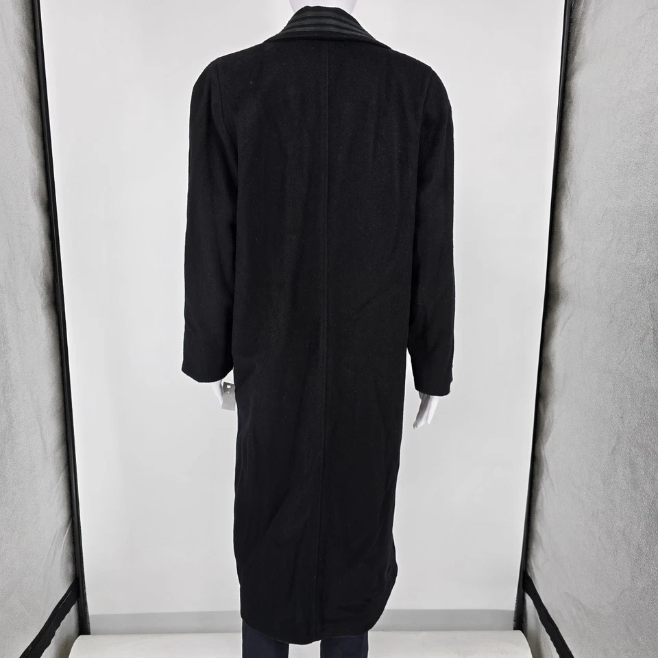 Vintage 1980s Donnybrook Black Hockanum Wool Double-Breasted Long Coat (8P) - Image 2 of 4