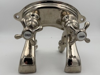 Vintage French Art Deco Double Faucet for Kitchen, Laundry, or Mud Room