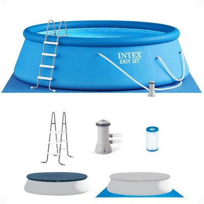 Intex 15' x 48'' Inflatable Easy Set Above Ground Swimming Pool w/ Ladder & Pump