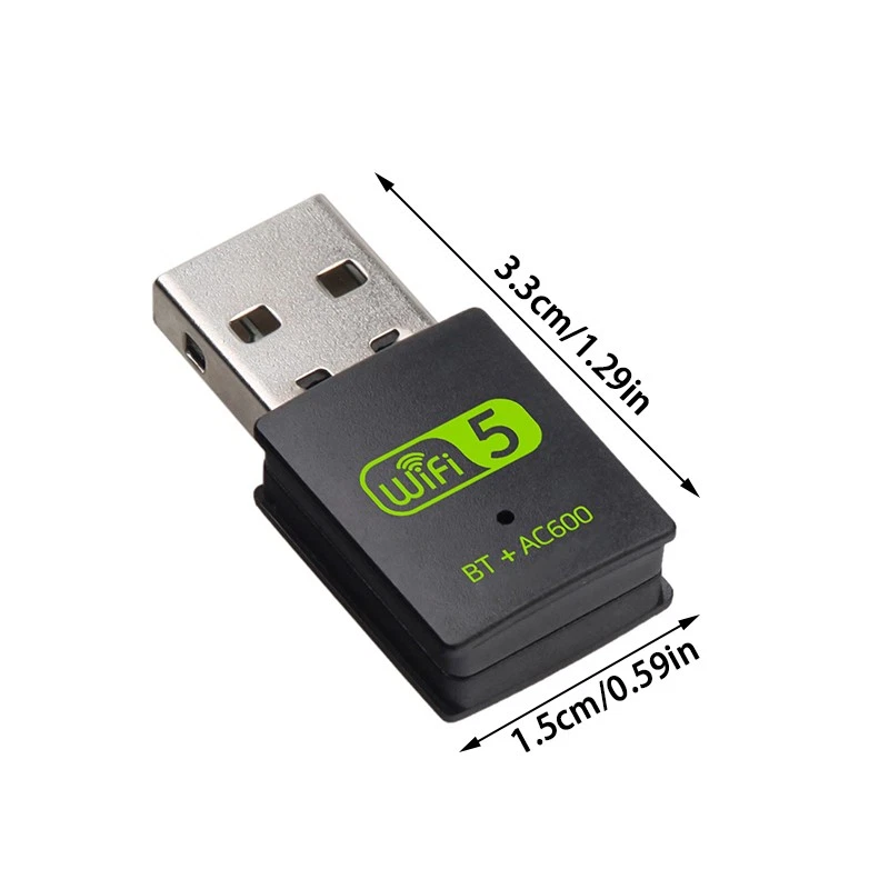 600Mbps USB WiFi Bluetooth 5.0 Adapter 2in1 Dongle Dual Band 2.4G&5GHz USB WiFi - Bild 3 von 4