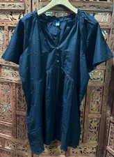 NWT Old Navy Split-Neck Black Cotton Split neck Mini Swing Dress Size Large