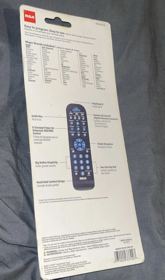 RCA RCR3273E Universal Remote Control For 3 Devices New Open Box - Image 2 of 2