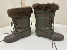 Sorel Joan Of Arctic Olive Brown Faux Fur Women’s Snow Boots Size 9 Made in USA