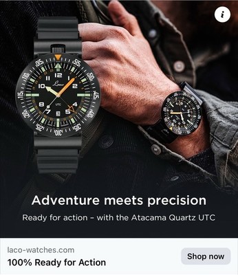 Laco Atacama UTC Quartz   German Pilot GMT Watch, Sapphire Crystal