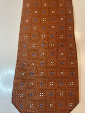Brooks Brother's Tie Made in USA Dark Orange Squares Fall