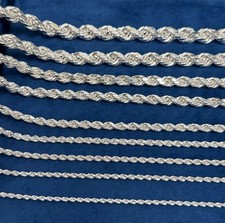 925 Sterling Silver Italian DIAMOND CUT ROPE CHAIN Necklace All Sizes - UNISEX