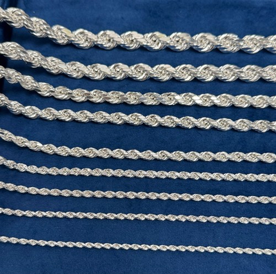 #ad 925 Sterling Silver Italian DIAMOND CUT ROPE CHAIN Necklace All Sizes UNISEX $633.59
