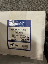 24"x150" Plotter Paper Rolls Lot of 3, 20#b CAD Ink Jet 92 Bright (Dog not incl)