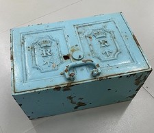 Vintage British Government issued Revenue strongbox Tiffany blue