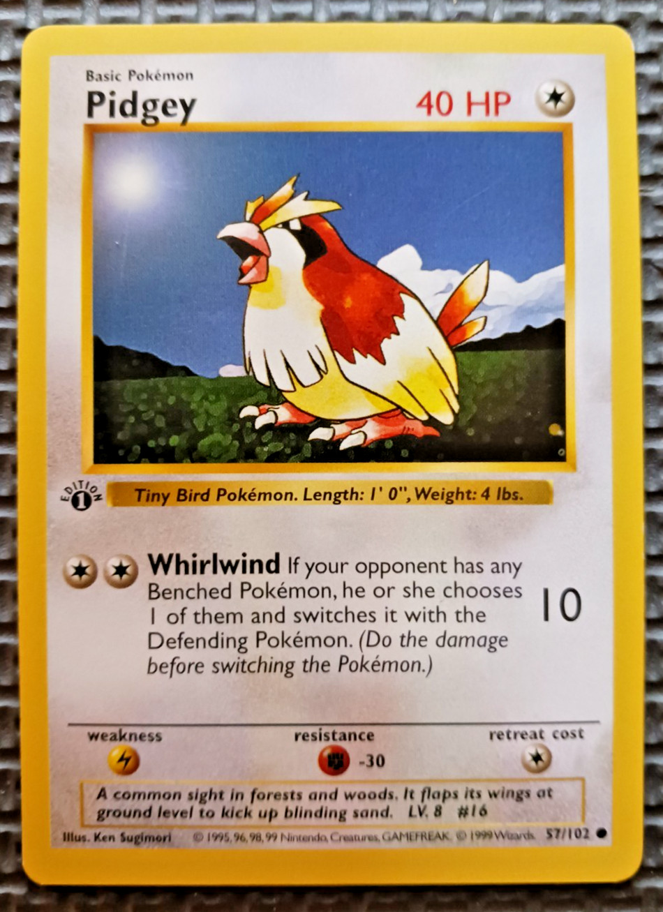1999 Pokemon Base Set 1st Edition #57 Pidgey LP